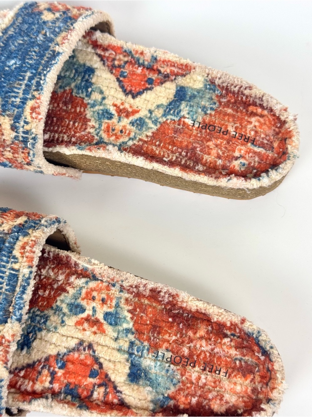 Free People Woven Wonders Footbed Sandals Navy Rust Combo Size 7 - Picture 8 of 17